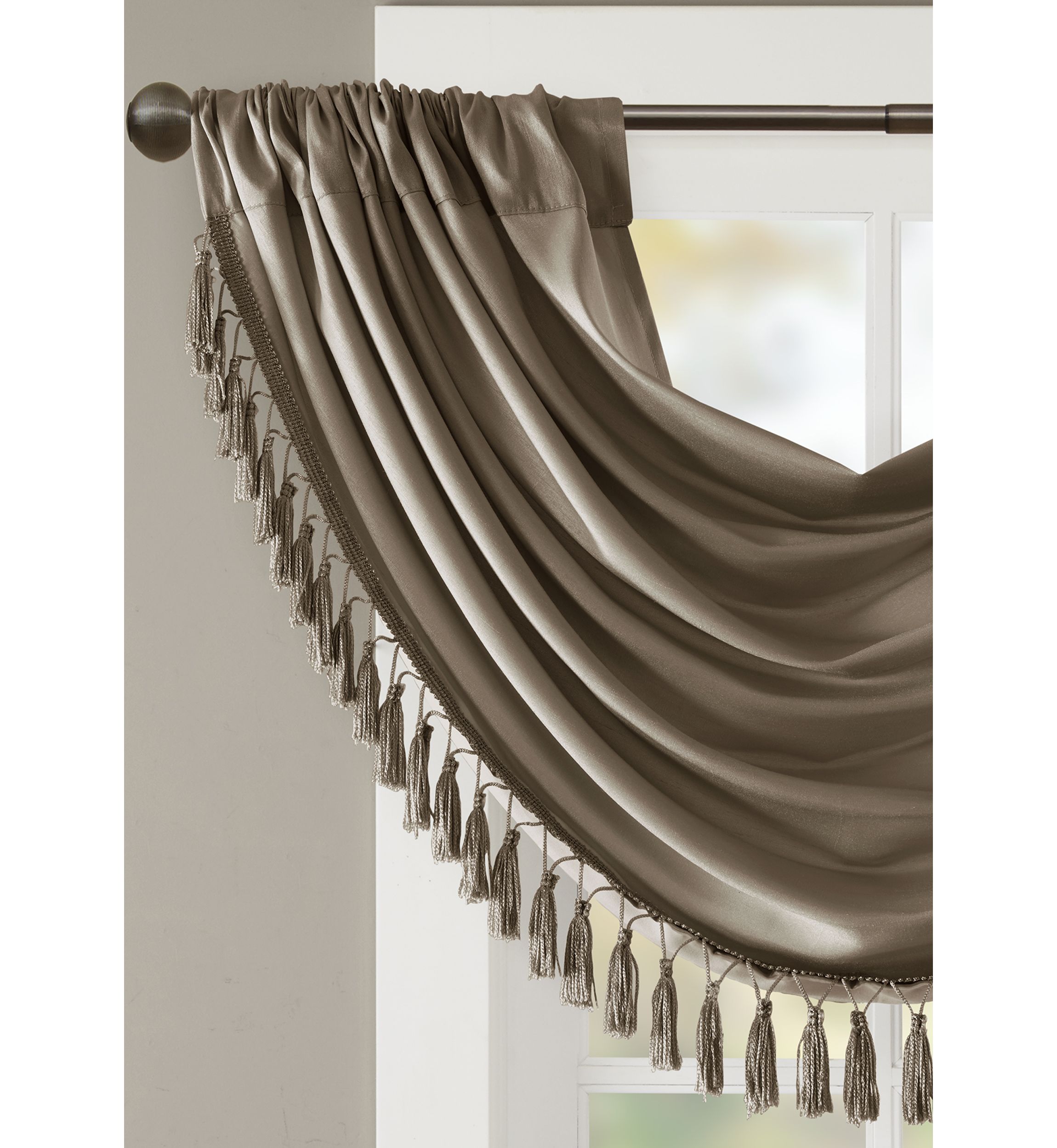 Elena Faux Silk Waterfall Embellished Valance