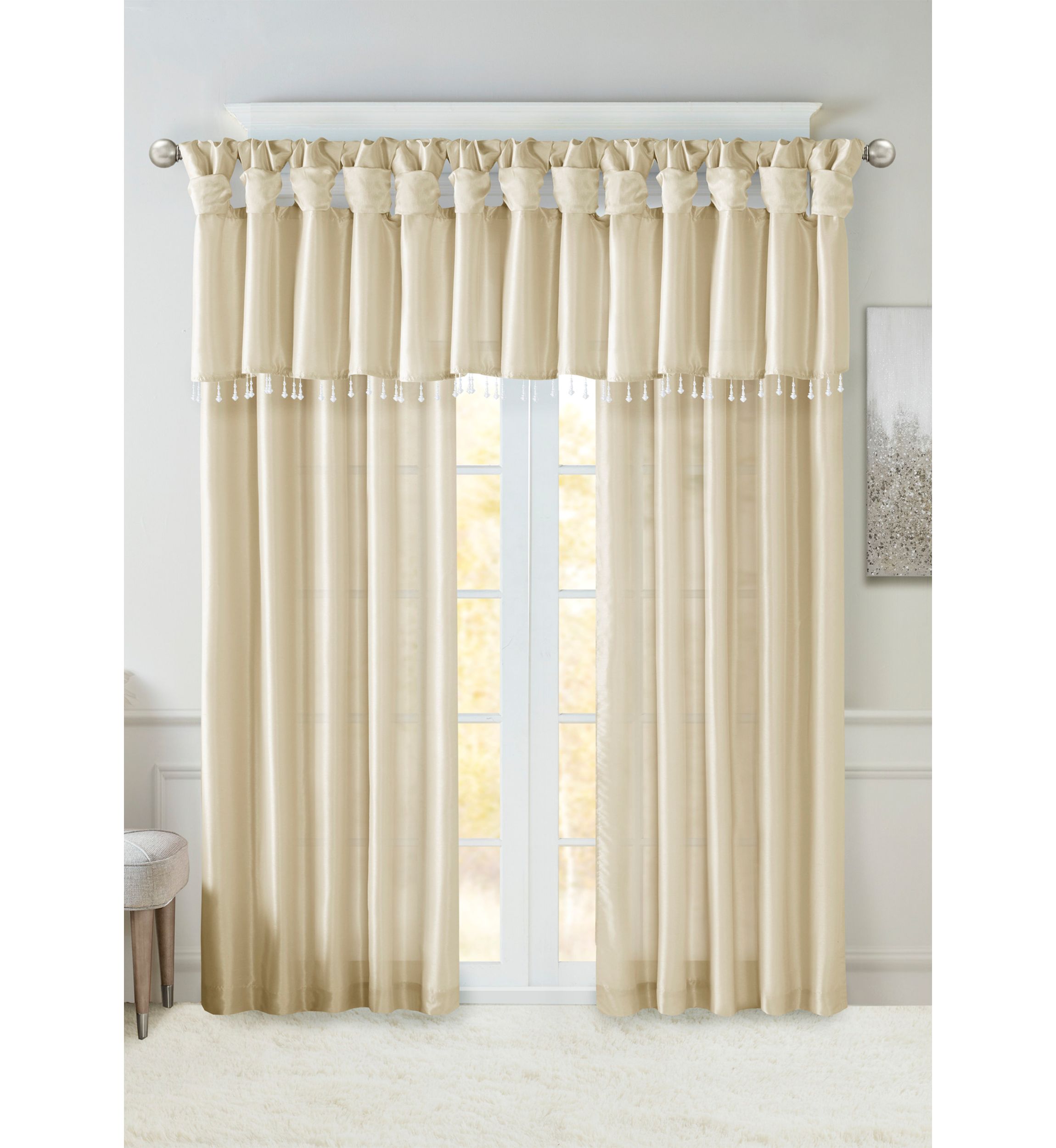 Emilia Lightweight Faux Silk Valance With Beads