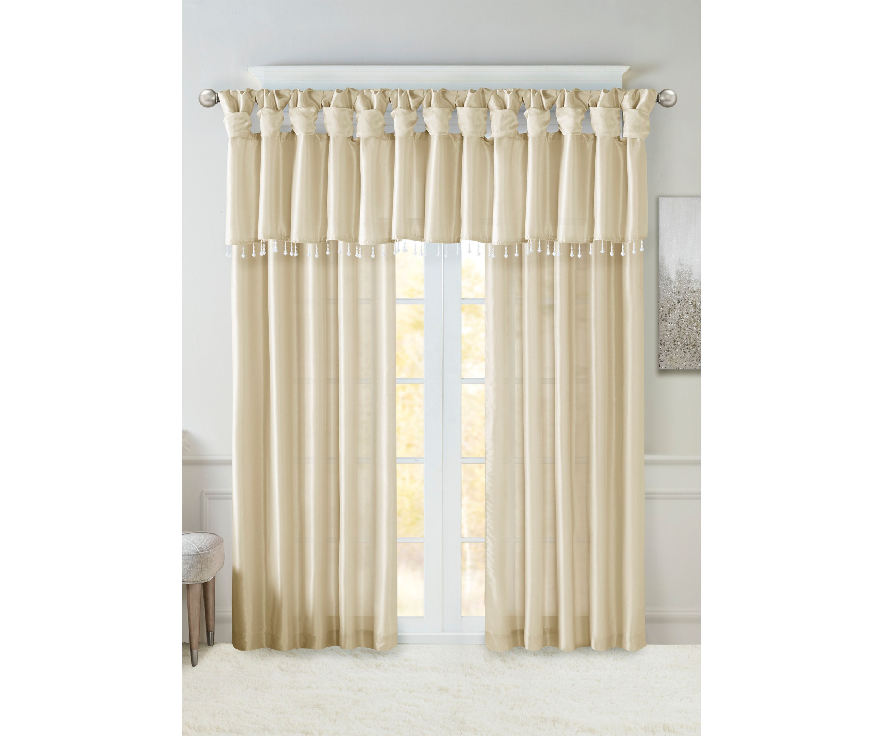 Emilia Lightweight Faux Silk Valance With Beads