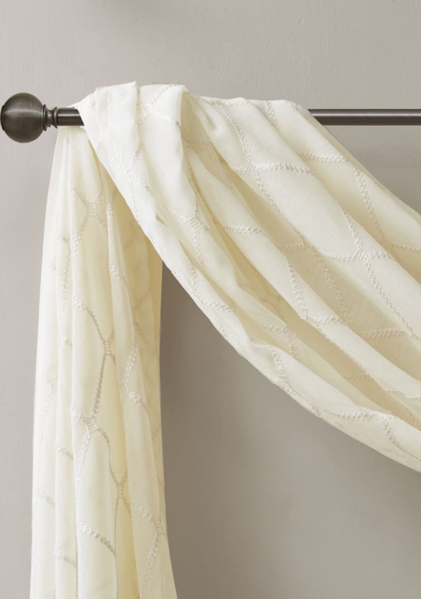 Irina Diamond Sheer Embroidered Window Scarf
