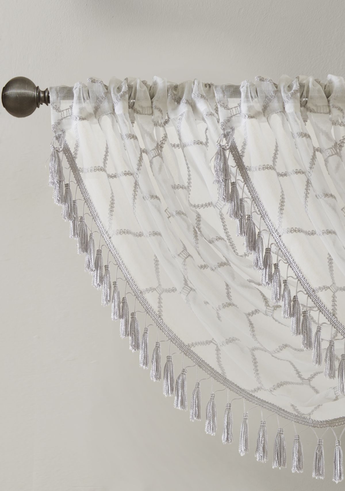Irina Diamond Sheer Embroidered Waterfall Valance