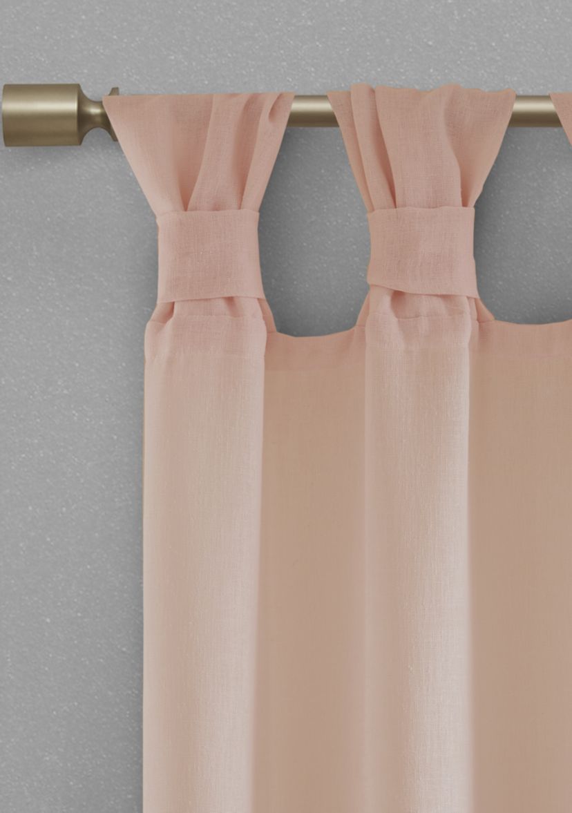 Rosette Floral Embellished Cuff Tab Top Solid Window Panel
