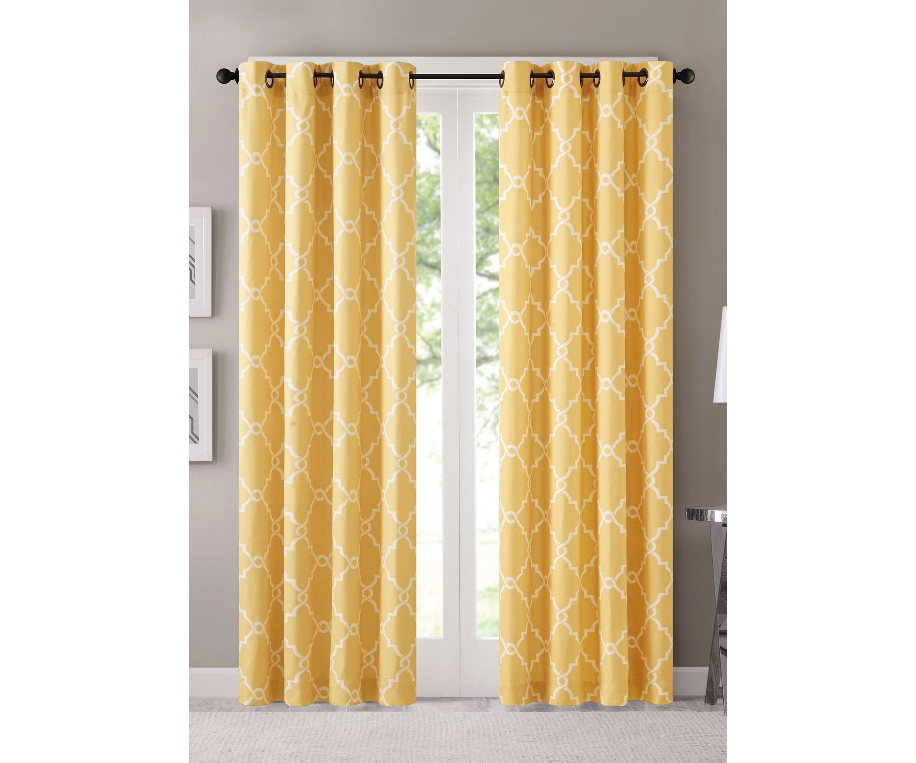 Saratoga Fretwork Print Grommet Top Window Curtain Panel