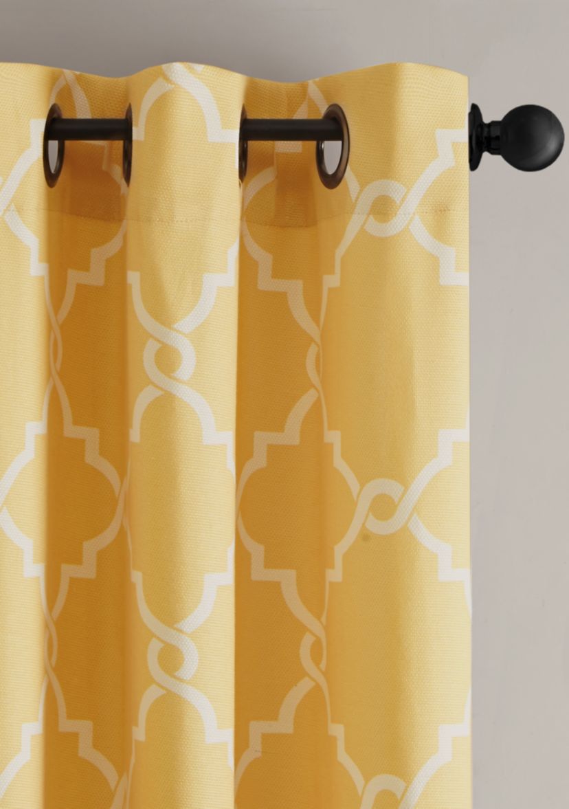 Saratoga Fretwork Print Grommet Top Window Curtain Panel