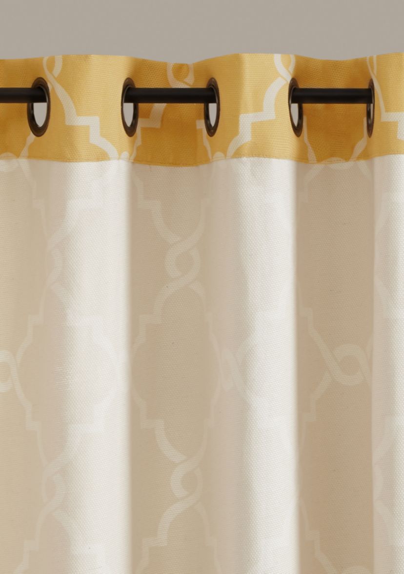 Saratoga Fretwork Print Grommet Top Window Curtain Panel