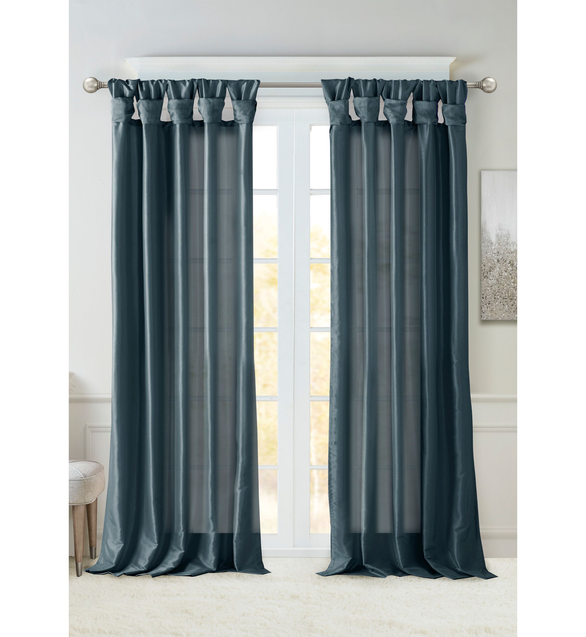 Emilia Solid Twist Tab Lined Window Curtain