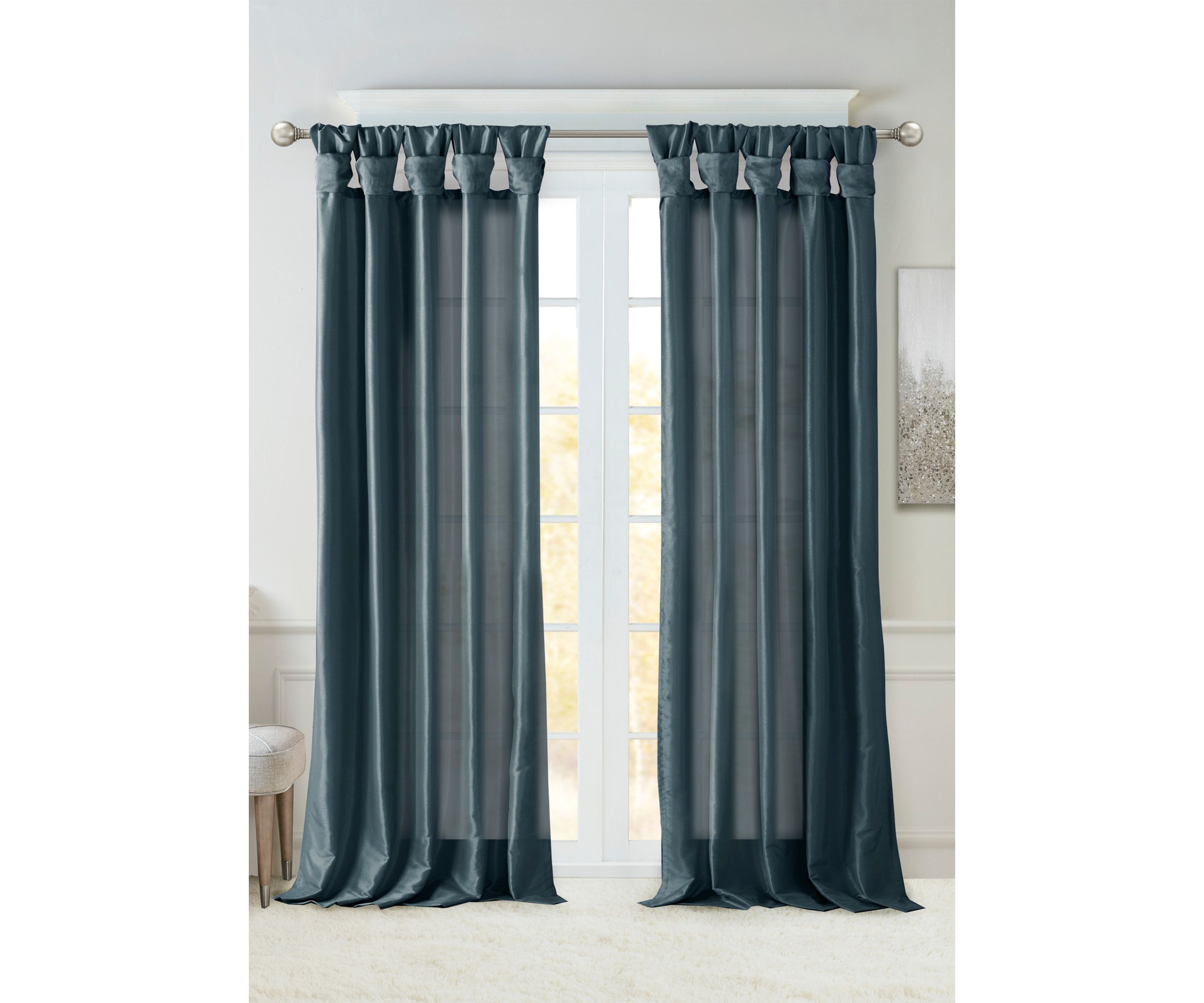 Emilia Solid Twist Tab Lined Window Curtain