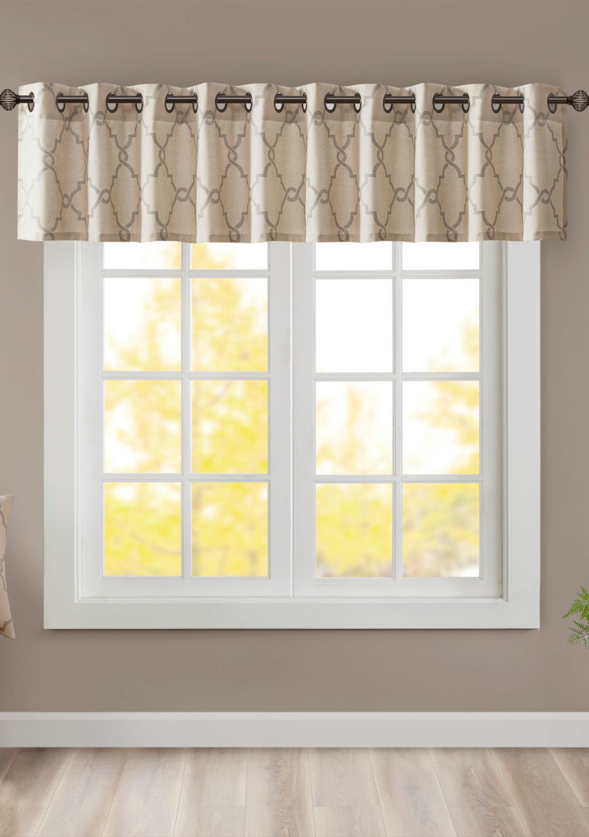 Saratoga Fretwork Print Grommet Top Window Valance