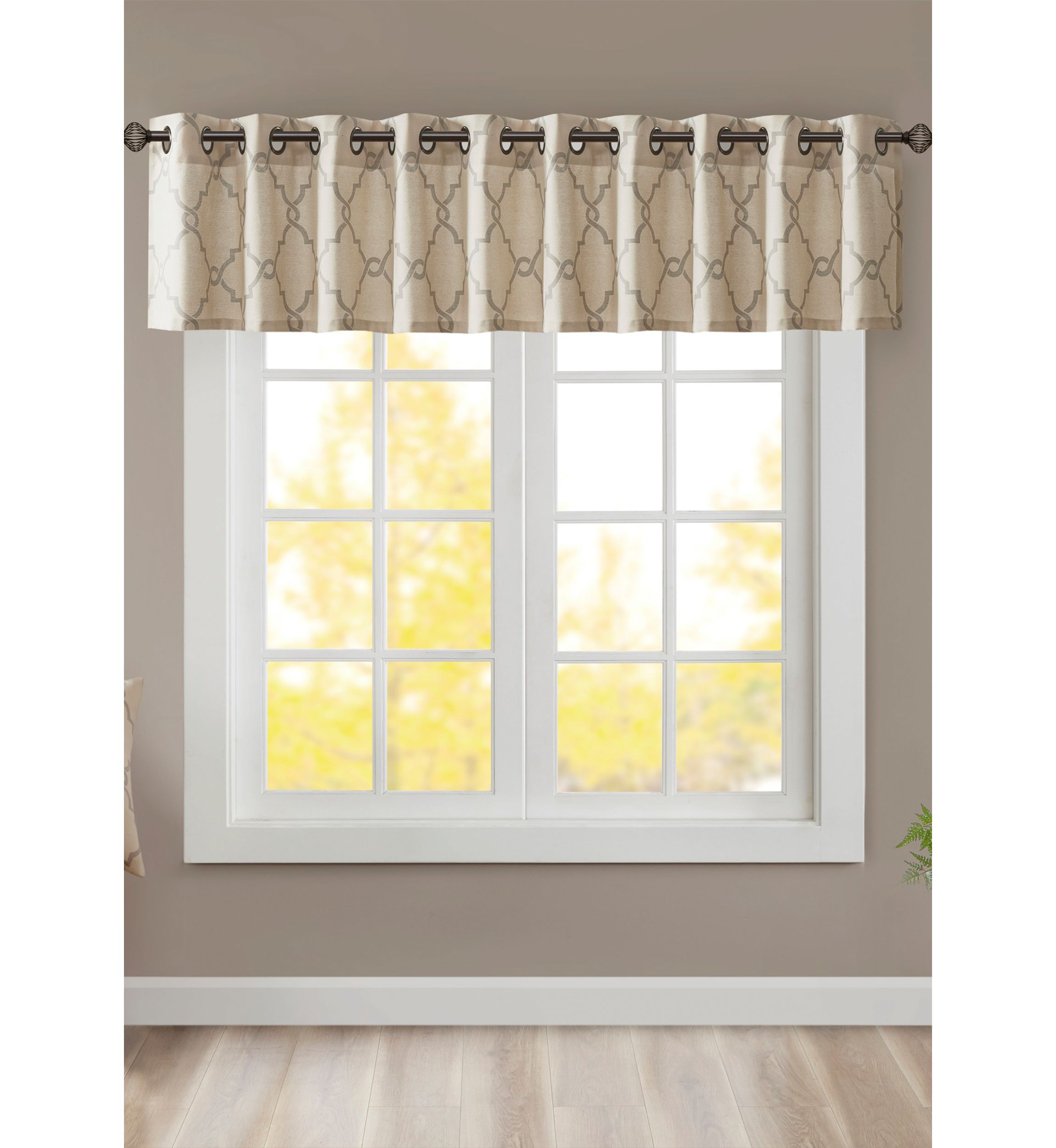 Saratoga Fretwork Print Grommet Top Window Valance