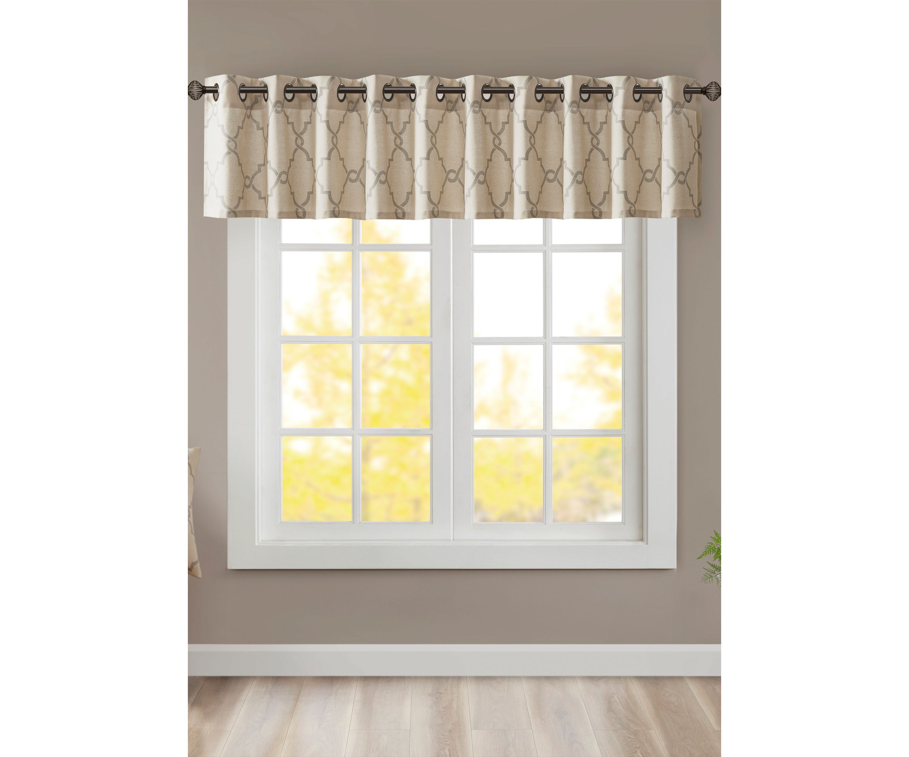 Saratoga Fretwork Print Grommet Top Window Valance