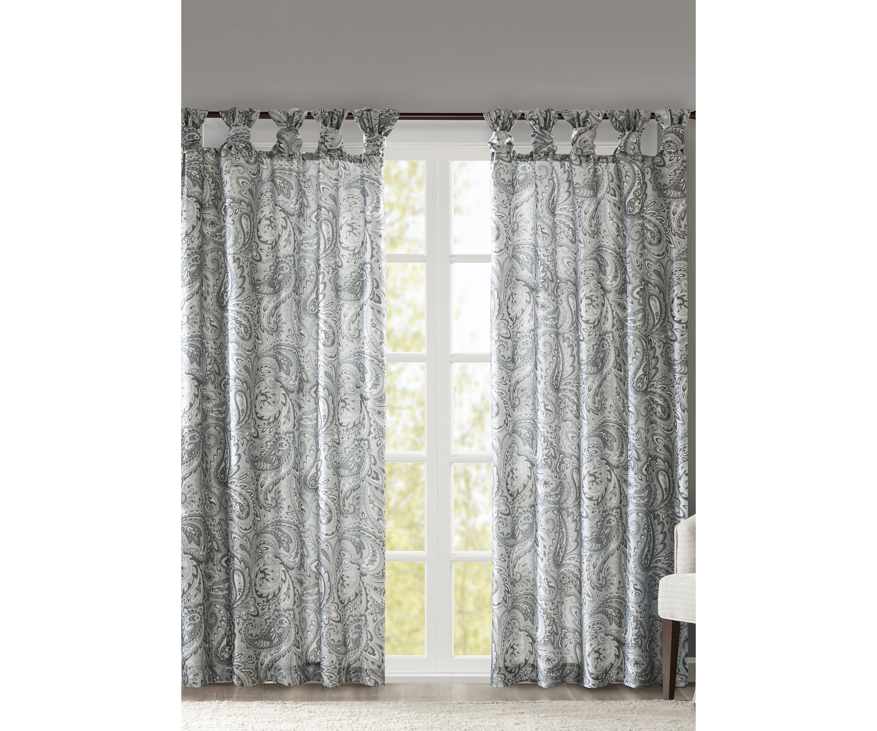 Yvette Twist Tab Paisley Printed Window Panel