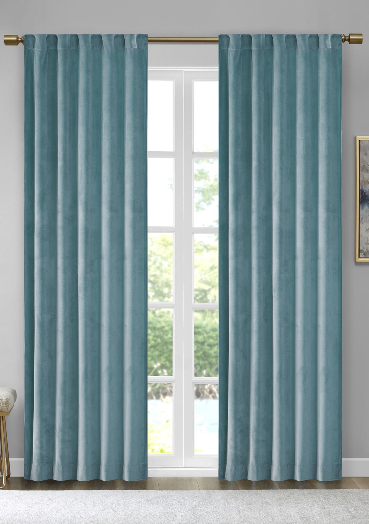 Colt Room Darkening Metallic Printed Poly Velvet Rod Pocket/Back Tab Window Panel Pair