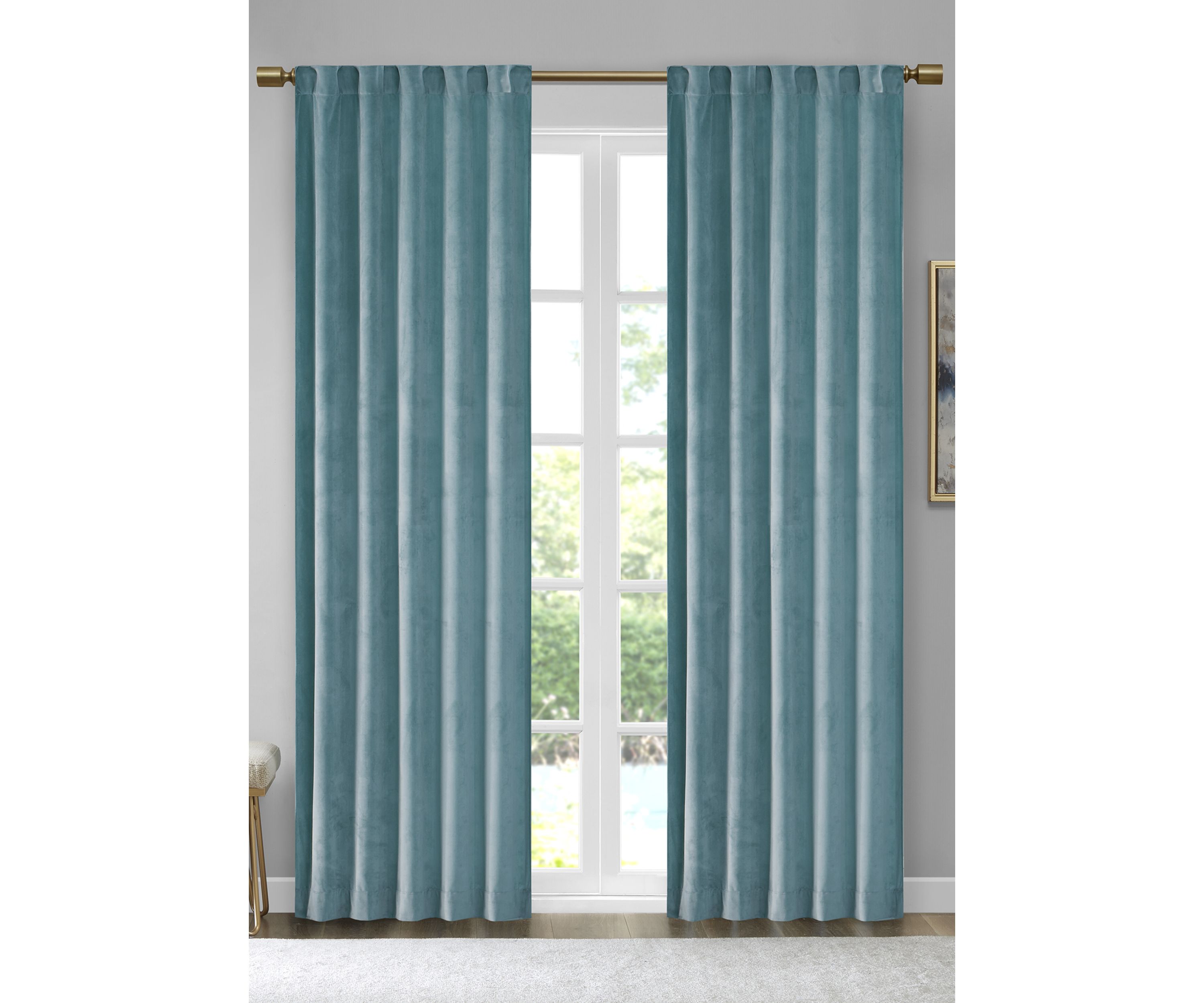 Colt Room Darkening Metallic Printed Poly Velvet Rod Pocket/Back Tab Window Panel Pair