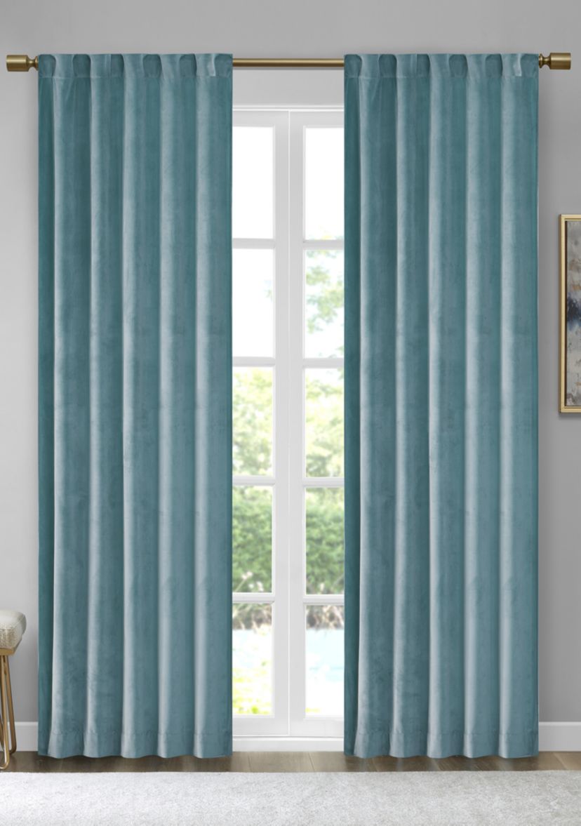 Colt Room Darkening Metallic Printed Poly Velvet Rod Pocket/Back Tab Window Panel Pair