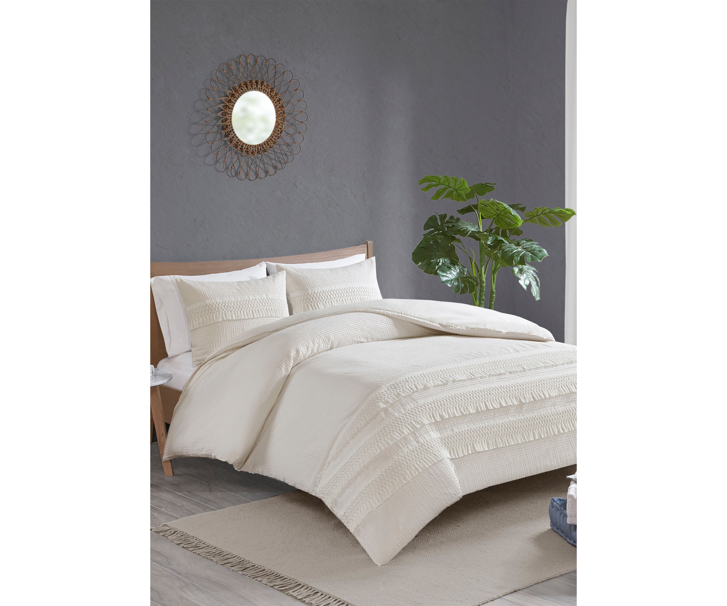 Amaya 3 Piece Cotton Seersucker Duvet Cover Set