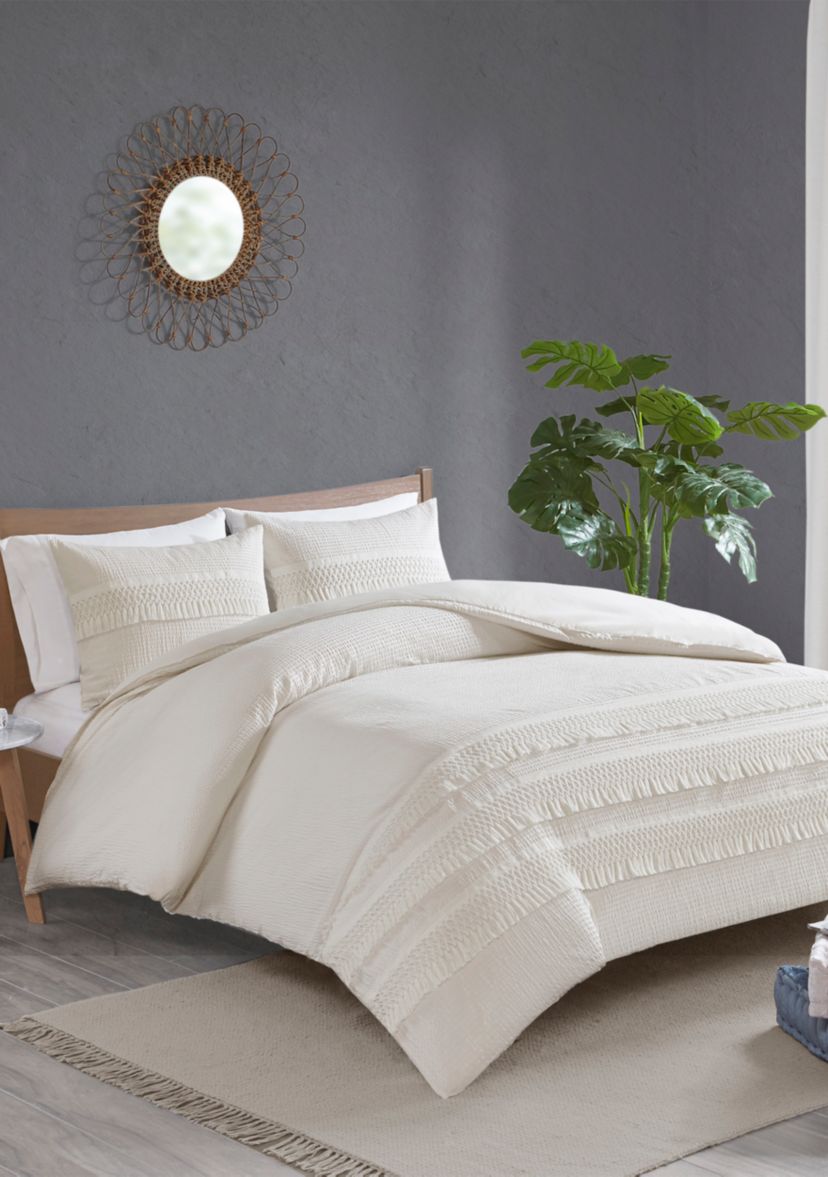 Amaya 3 Piece Cotton Seersucker Duvet Cover Set
