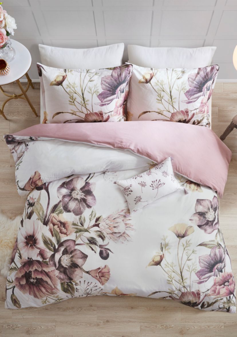 Cassandra 3 Piece Cotton Printed Duvet Cover Set
