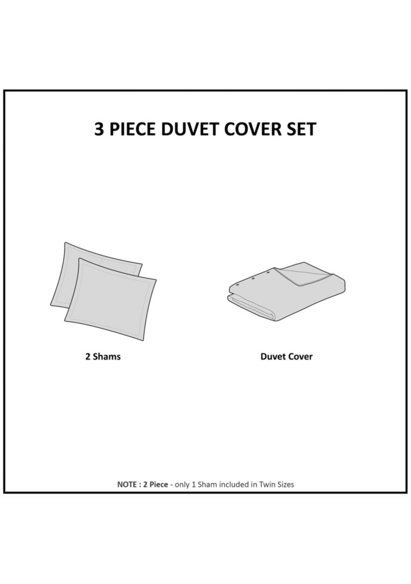 Cassandra 3 Piece Cotton Printed Duvet Cover Set