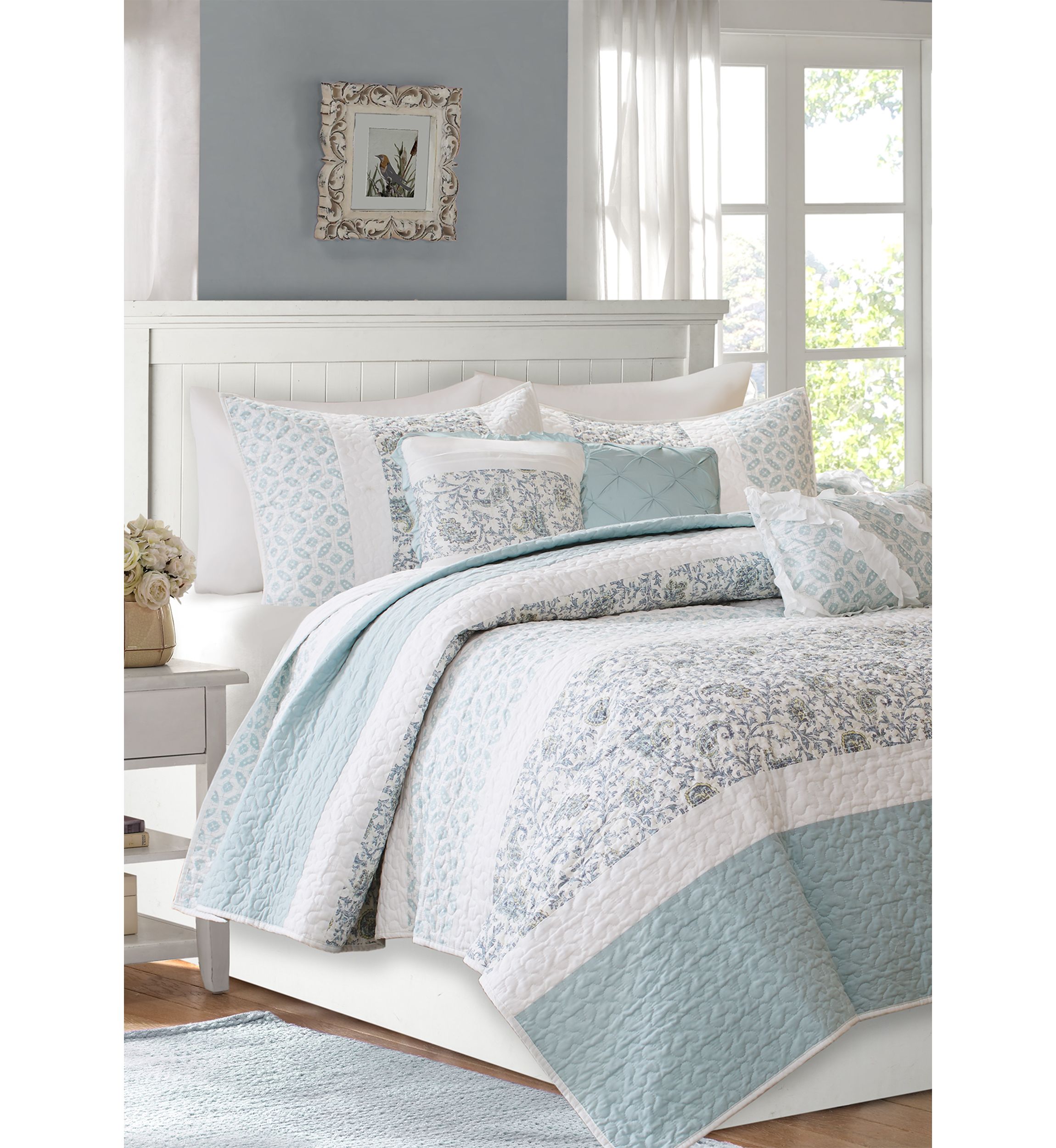 Dawn 6 Piece Cotton Percale Comforter Set with Throw Pillows