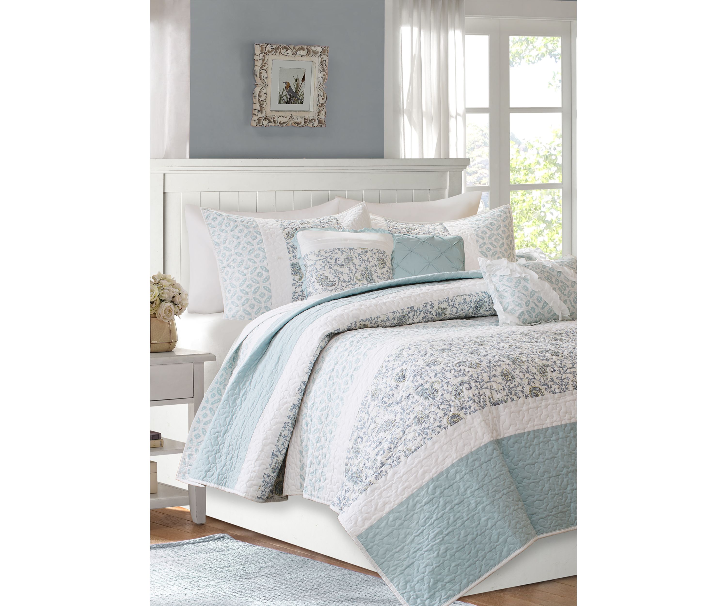 Dawn 6 Piece Cotton Percale Comforter Set with Throw Pillows