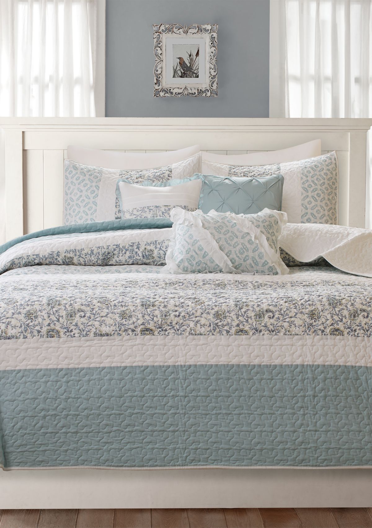 Dawn 6 Piece Cotton Percale Comforter Set with Throw Pillows
