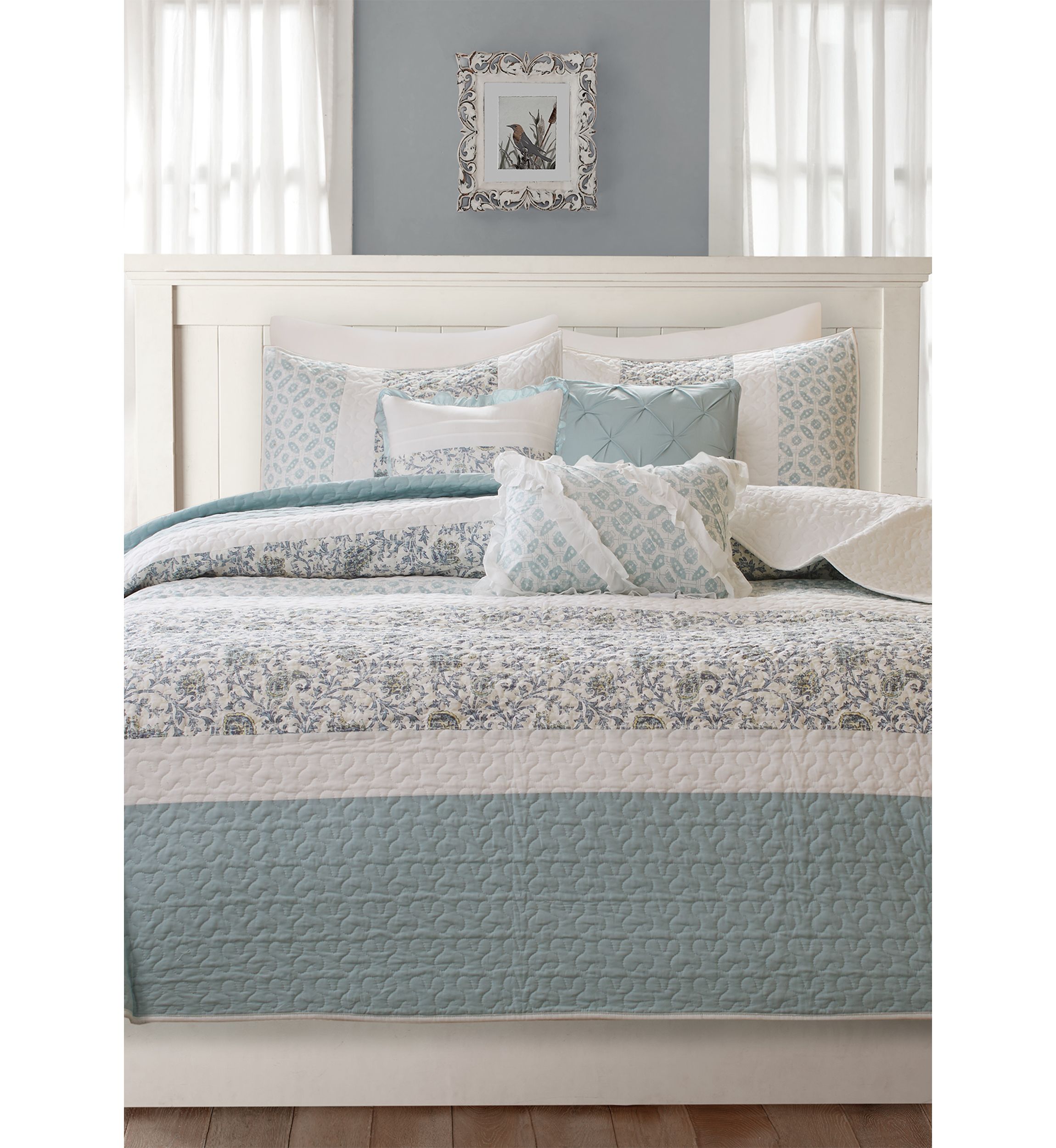 Dawn 6 Piece Cotton Percale Comforter Set with Throw Pillows
