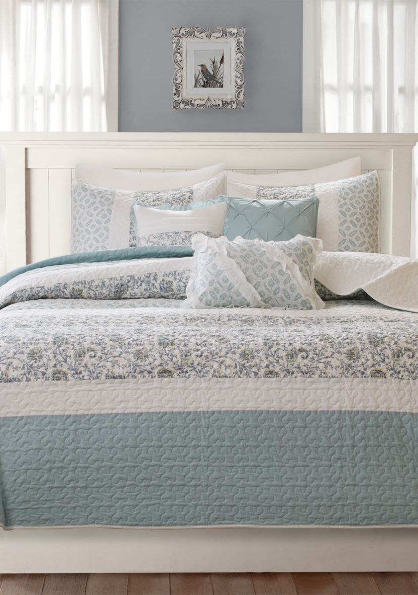 Dawn 6 Piece Cotton Percale Comforter Set with Throw Pillows