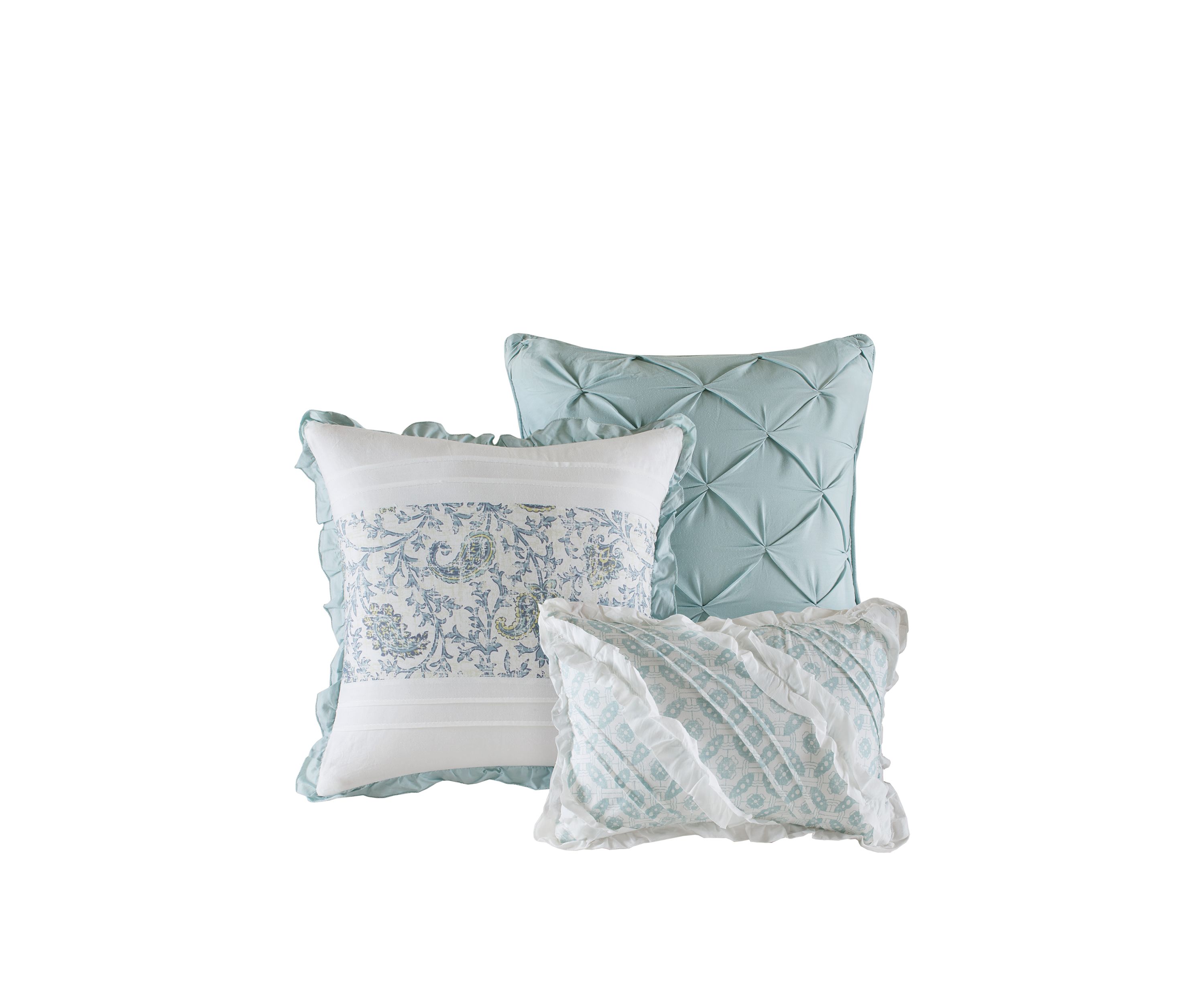 Dawn 6 Piece Cotton Percale Comforter Set with Throw Pillows