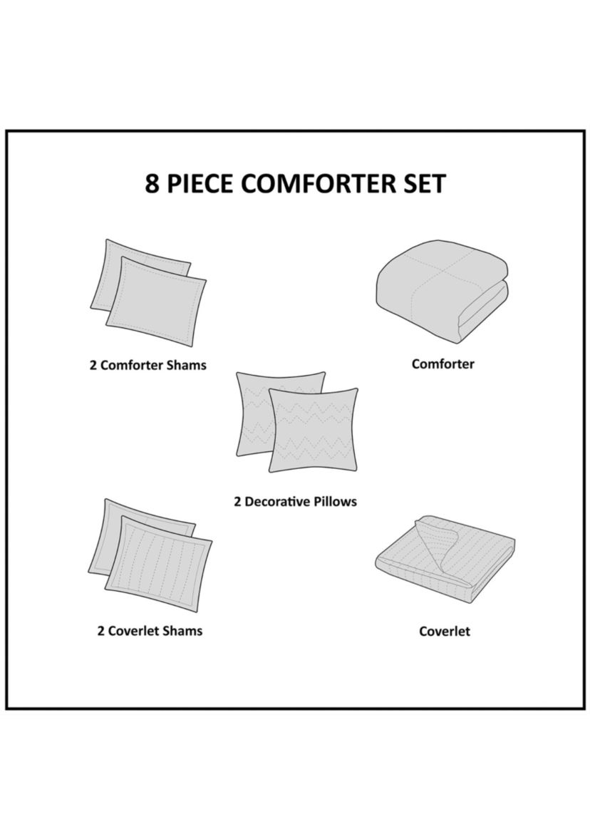 Heritage 8 Piece Comforter and Coverlet Set Collection
