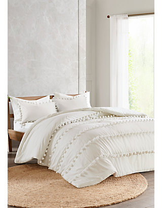 Madison Park Leona 3 Piece Pompom Cotton Duvet Cover Set Belk