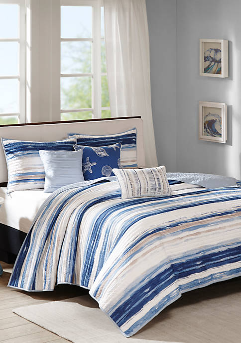Madison Park Marina 6 Piece Quilted Coverlet Set