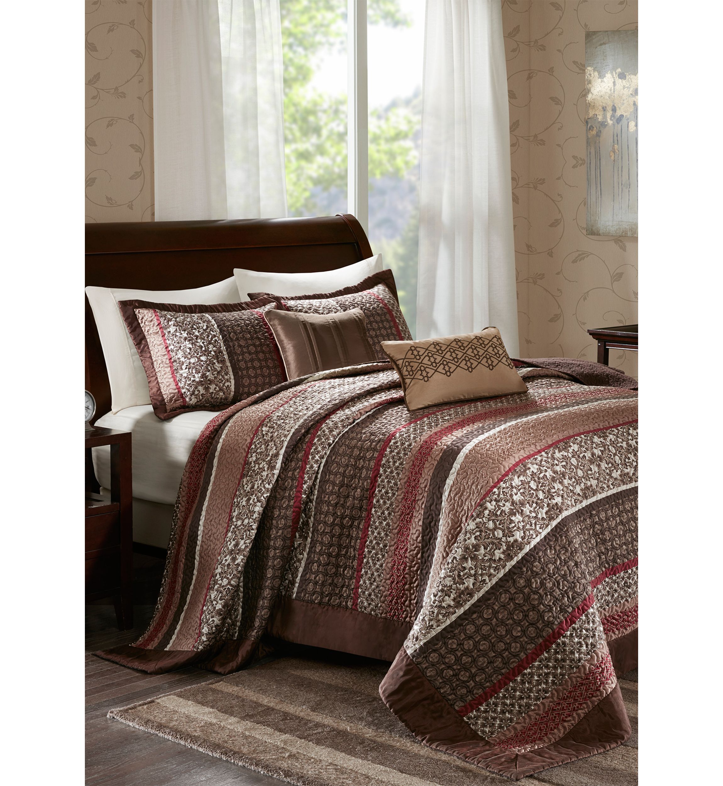 Princeton 5 Piece Reversible Jacquard Bedspread Set