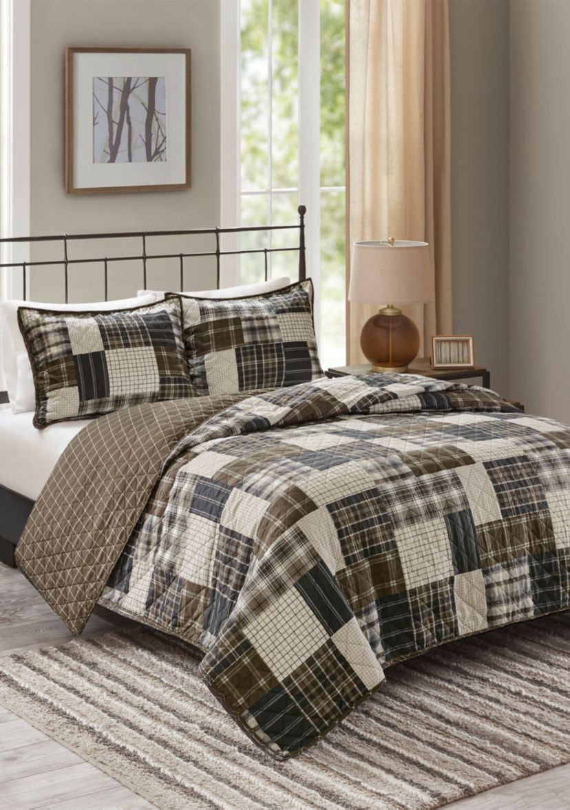 Timber Cotton Reversible Patchwork Print Quilt Set