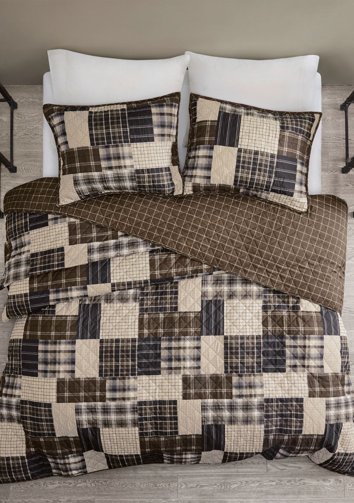 Timber Cotton Reversible Patchwork Print Quilt Set