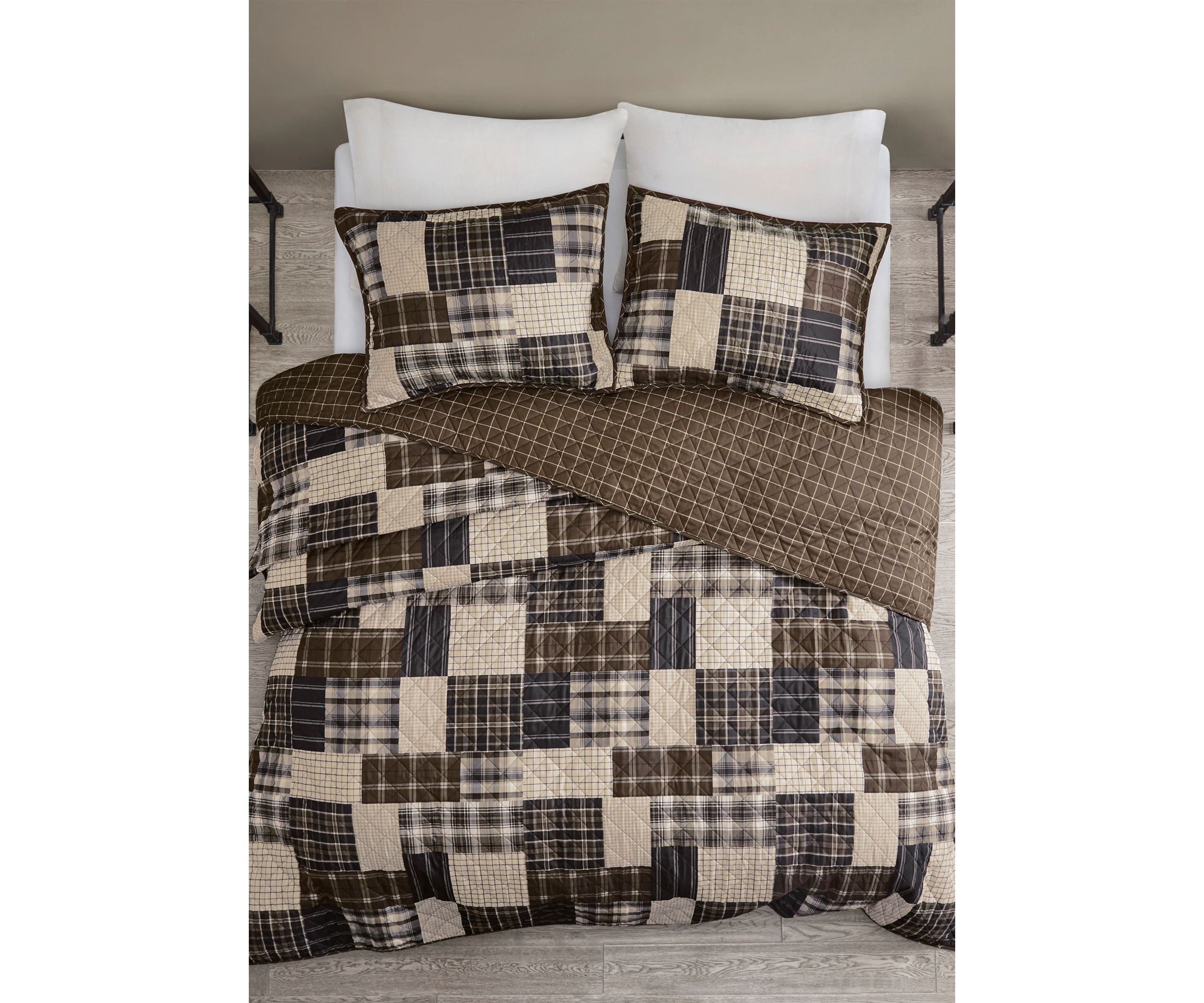 Timber Cotton Reversible Patchwork Print Quilt Set