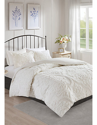 Madison Park Viola 3 Piece Tufted Cotton Chenille Damask Duvet