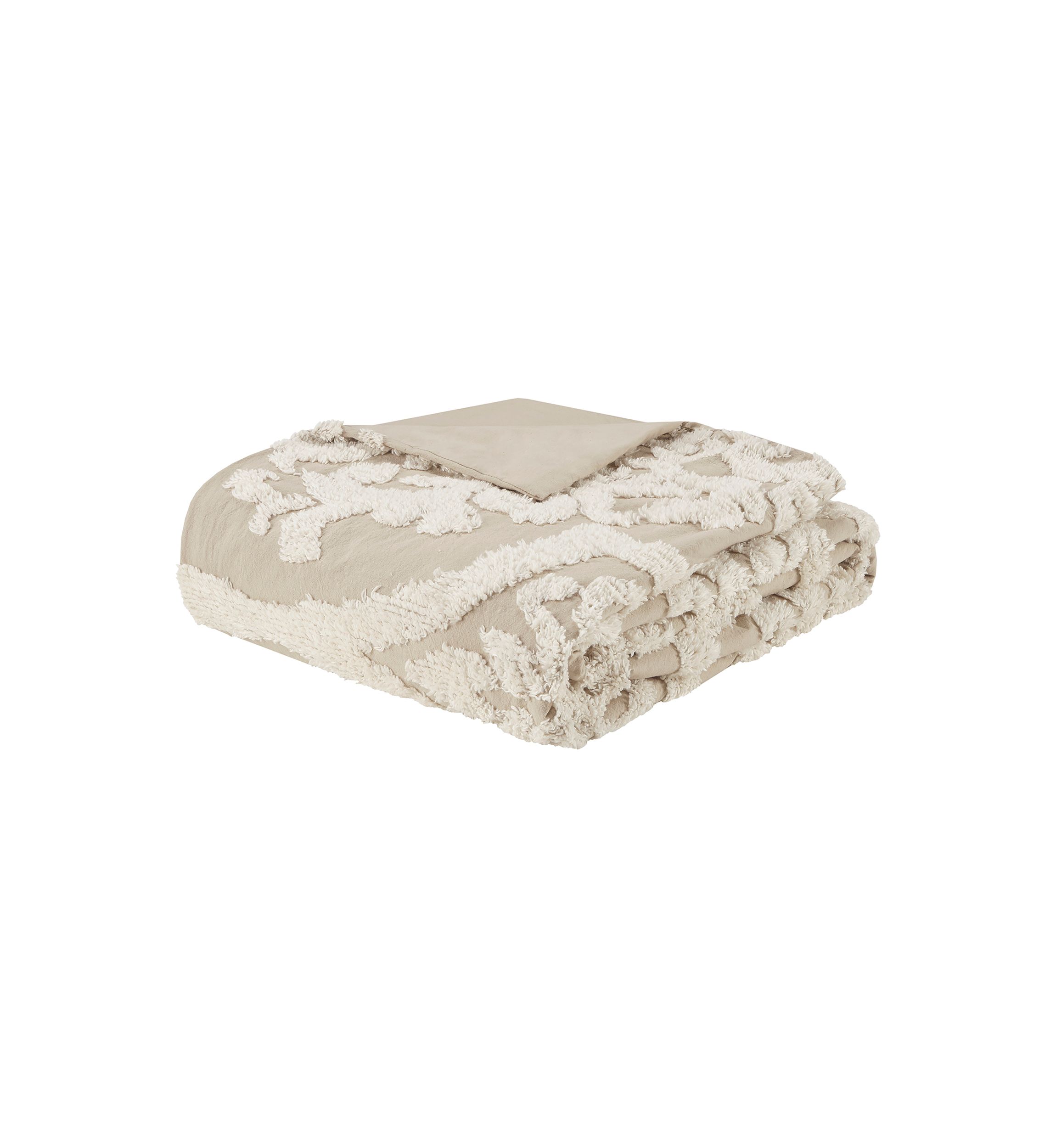 Viola 3 piece Tufted Cotton Chenille Damask Duvet Cover Set