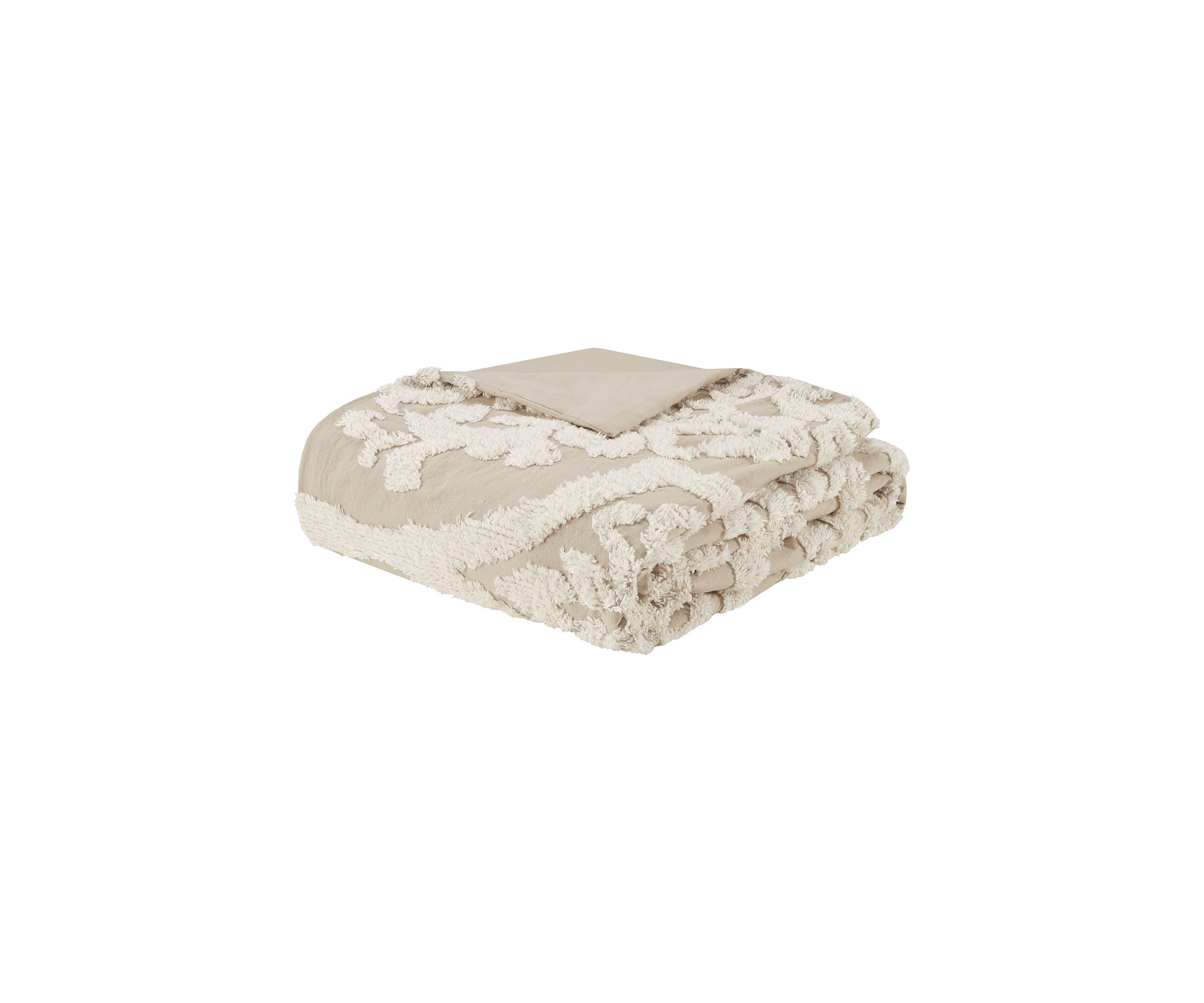 Viola 3 piece Tufted Cotton Chenille Damask Duvet Cover Set