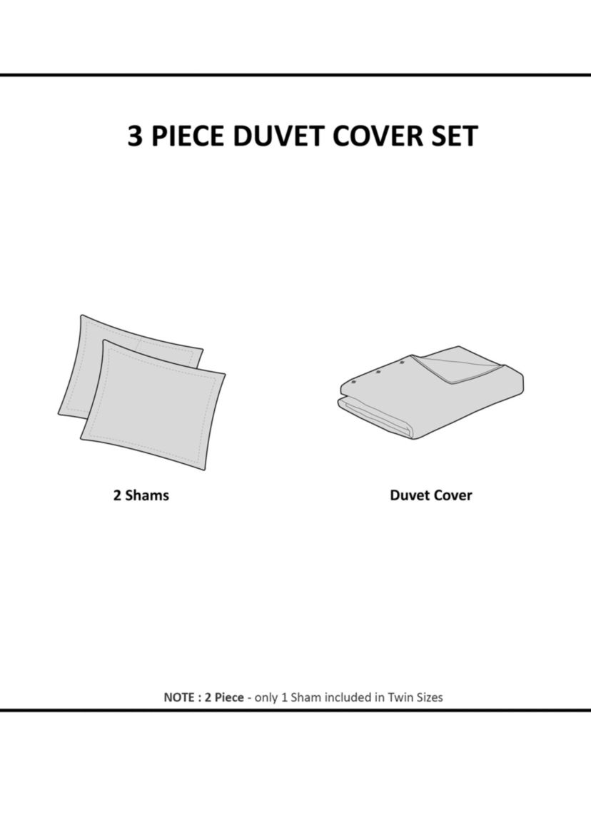 Viola 3 piece Tufted Cotton Chenille Damask Duvet Cover Set