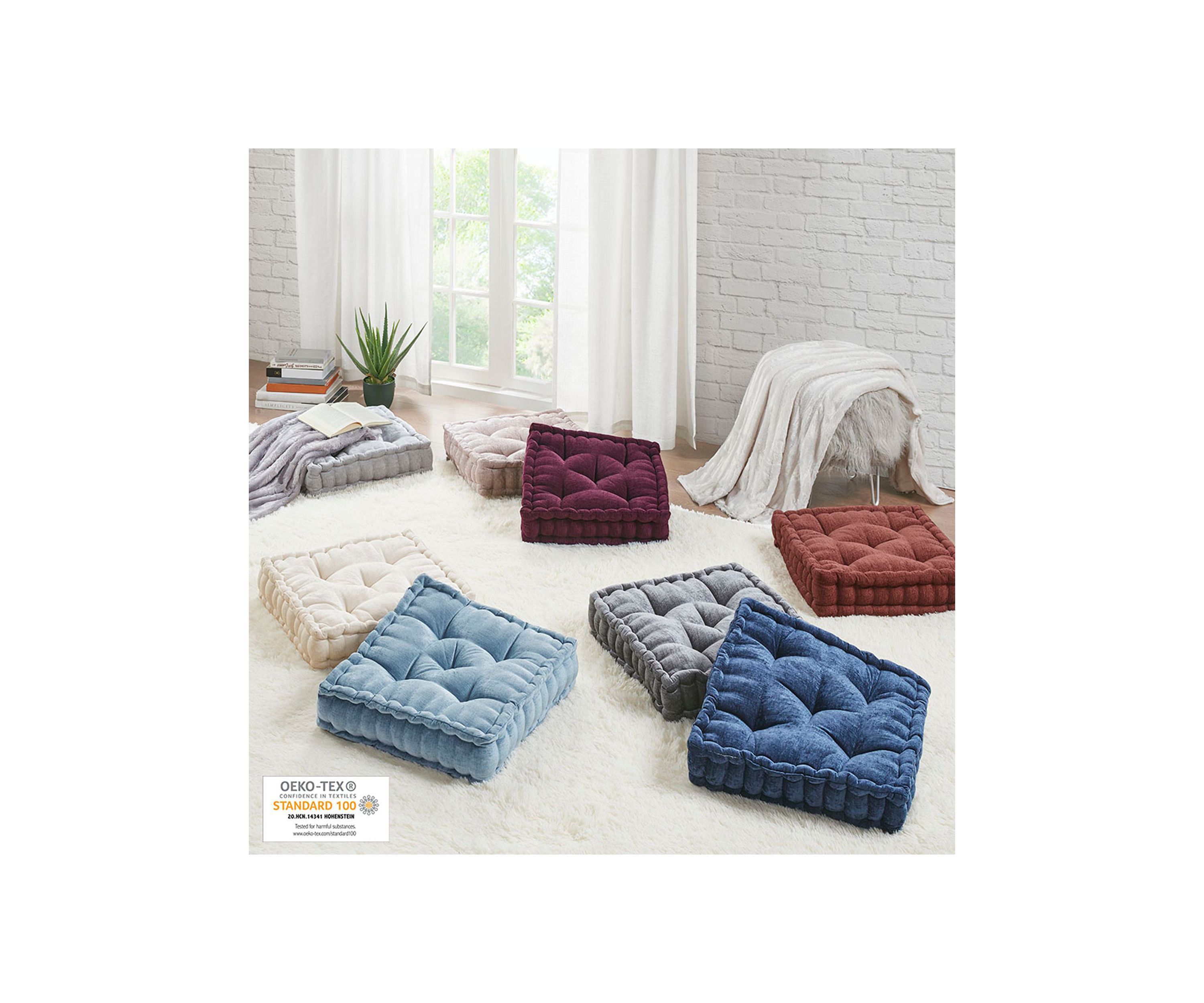 Azza Poly Chenille Square Floor Pillow Cushion