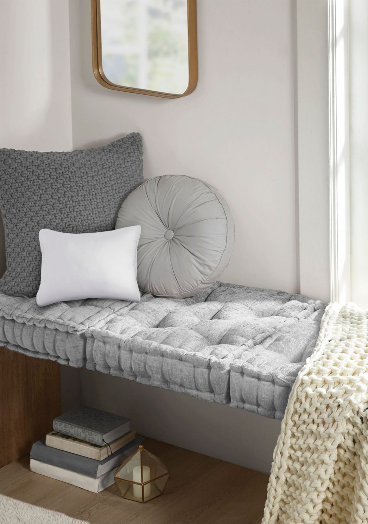 Azza Poly Chenille Square Floor Pillow Cushion