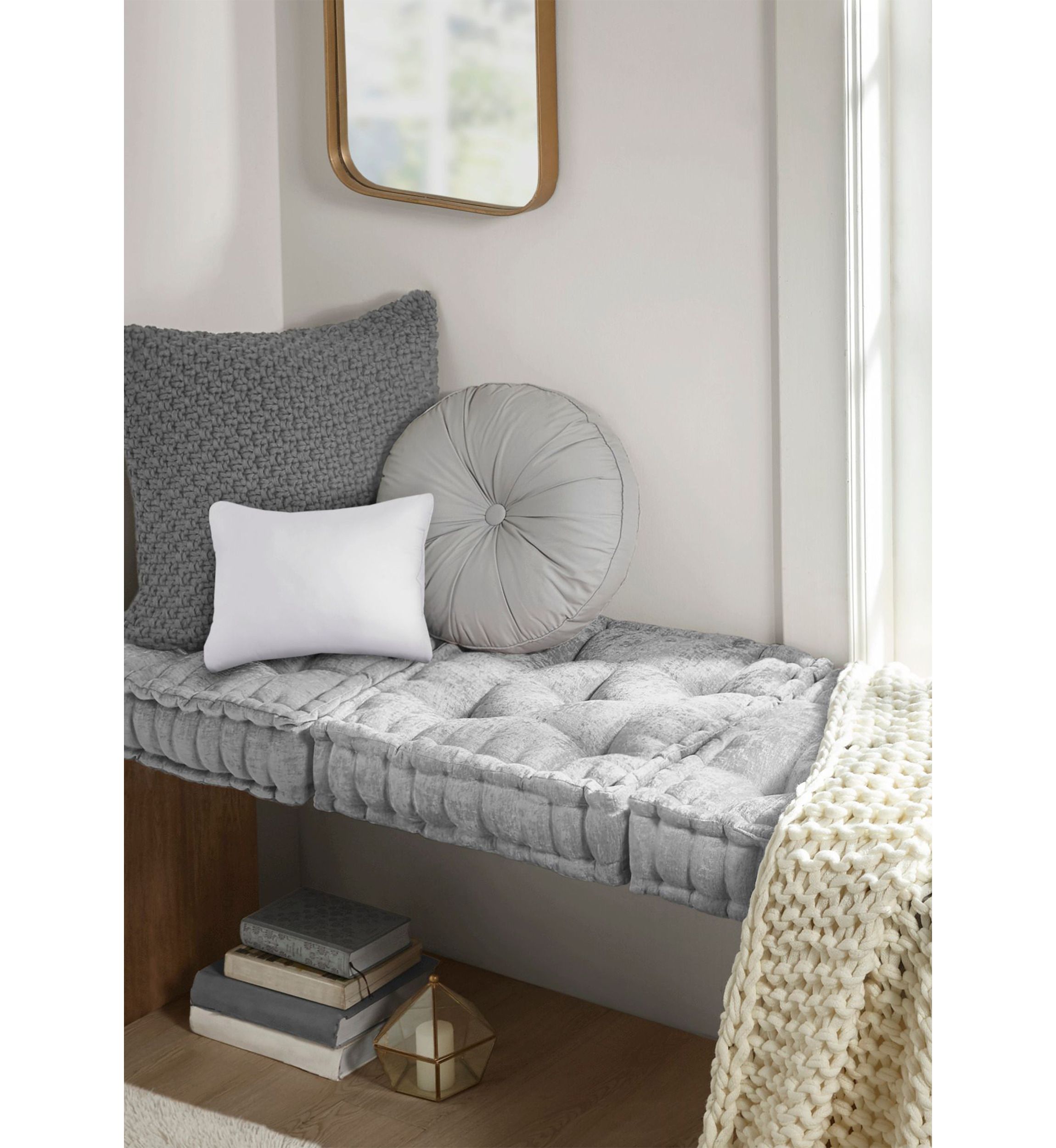 Azza Poly Chenille Square Floor Pillow Cushion