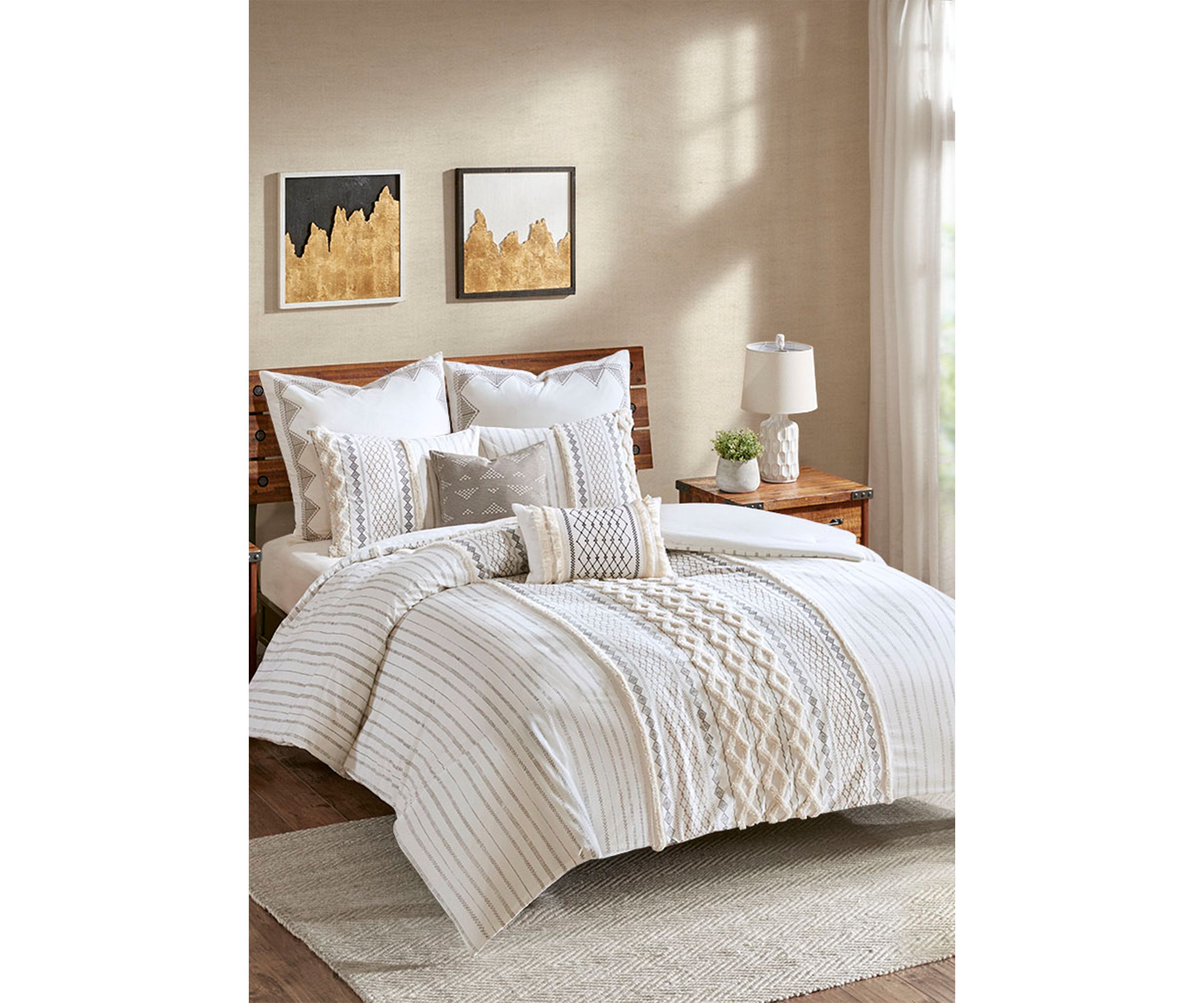 Bea Embroidered Cotton Oblong Pillow with Tassels