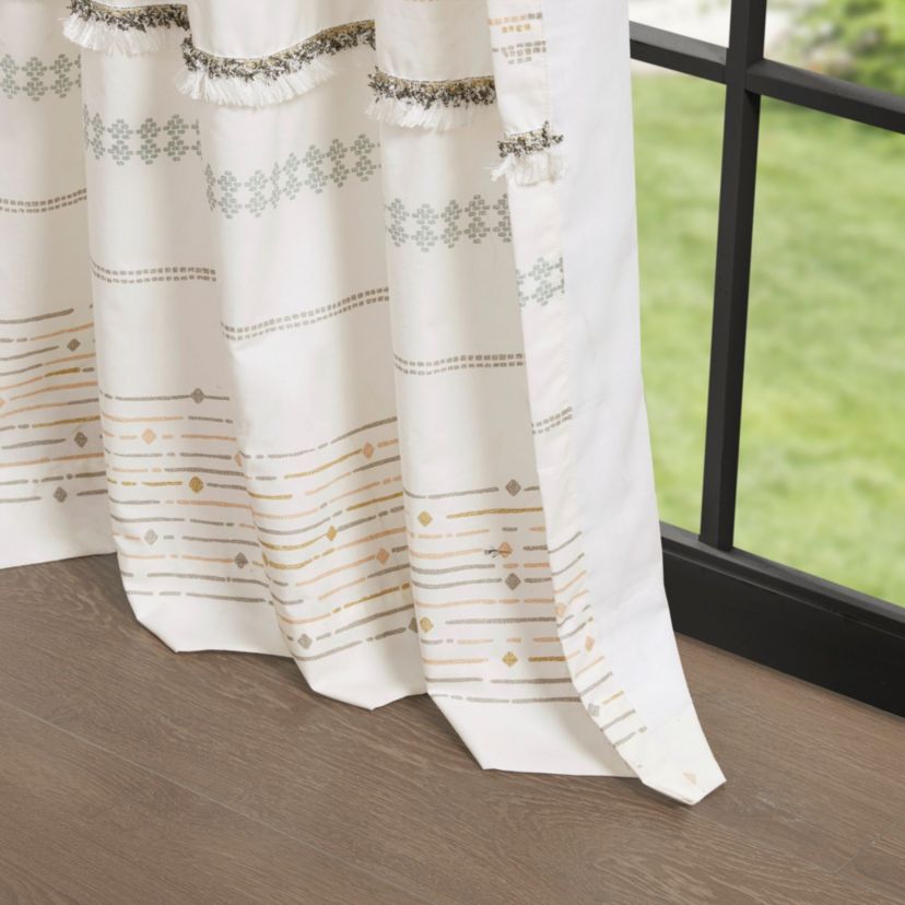 Nea Cotton Printed Window Panel with tassel trim and Lining