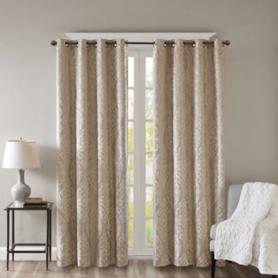 Mirage Knitted Jacquard Damask Total Blackout Grommet Top Curtain Panel Pairs