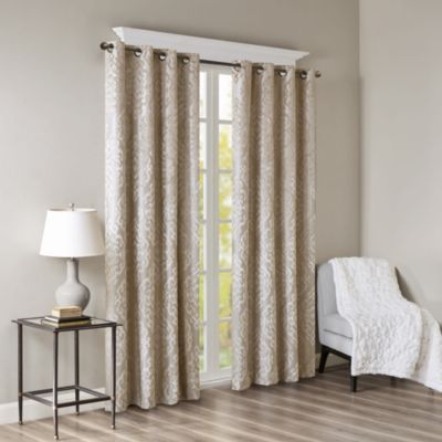 Mirage Knitted Jacquard Damask Total Blackout Grommet Top Curtain Panel Pairs