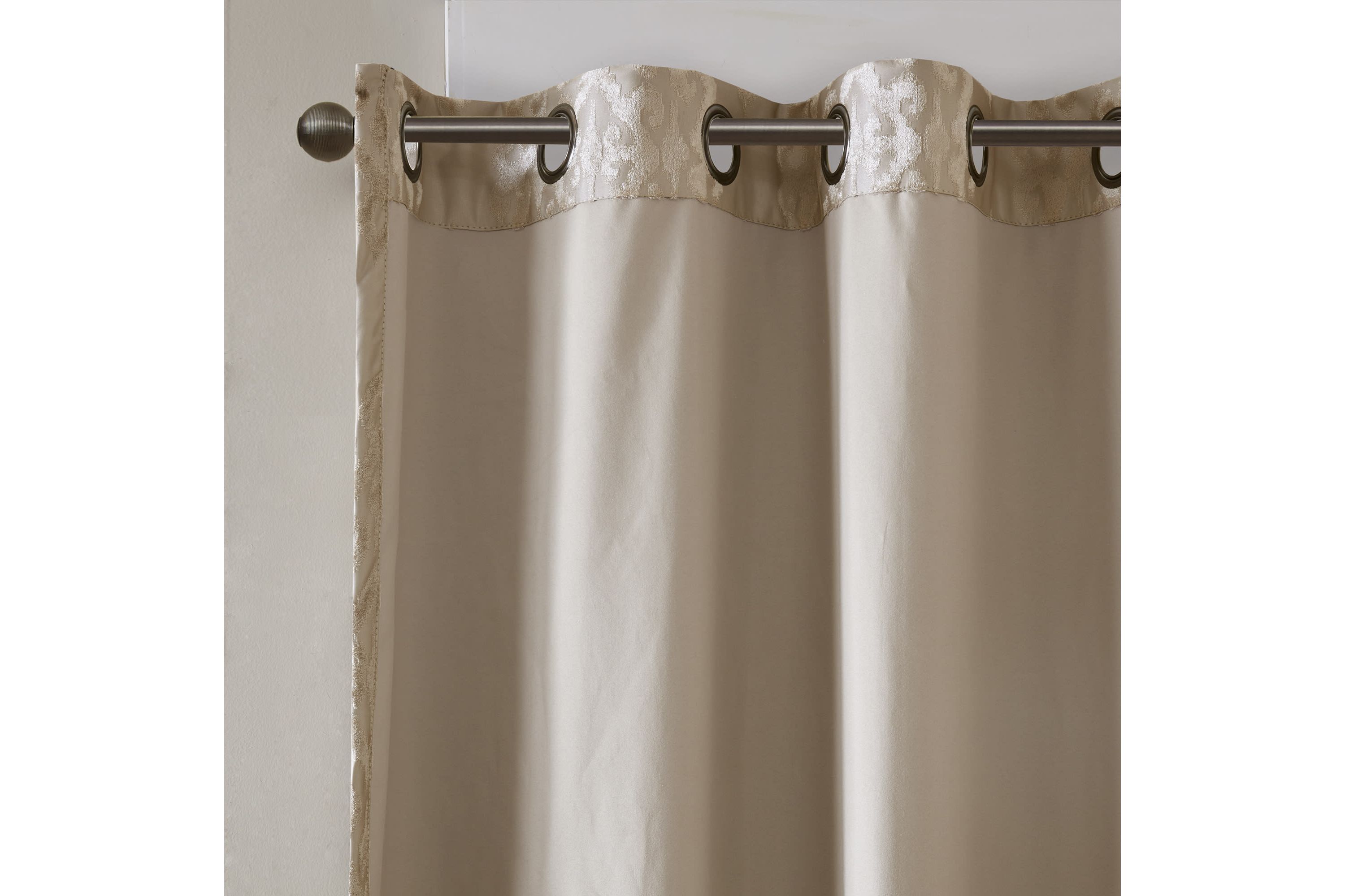 Mirage Knitted Jacquard Damask Total Blackout Grommet Top Curtain Panel Pairs
