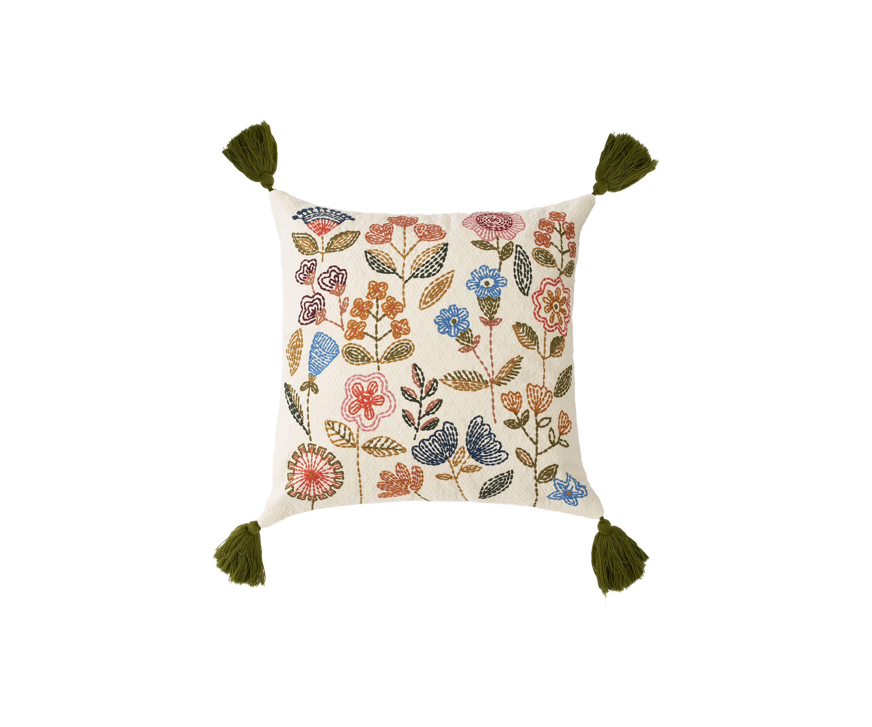 Botanical Rice Stitch Tassel Pillow