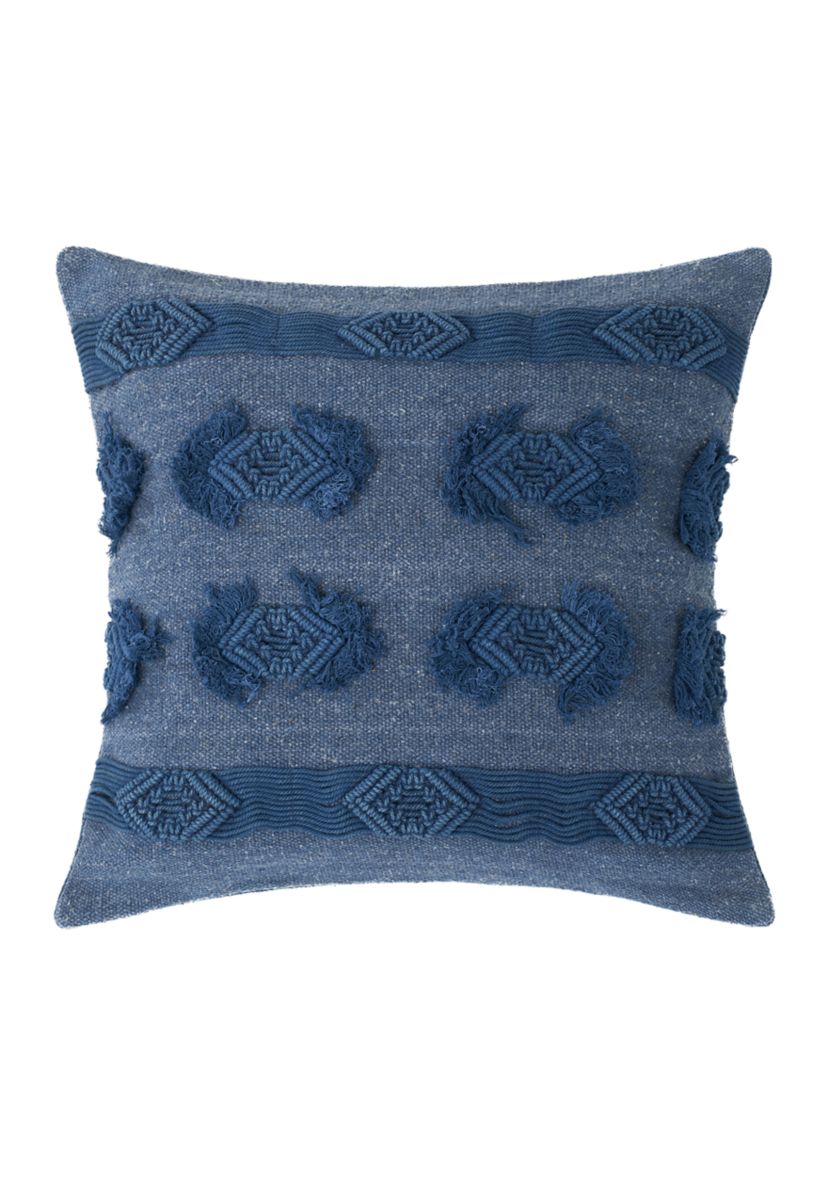 Diamond Stripe Macrame Pillow