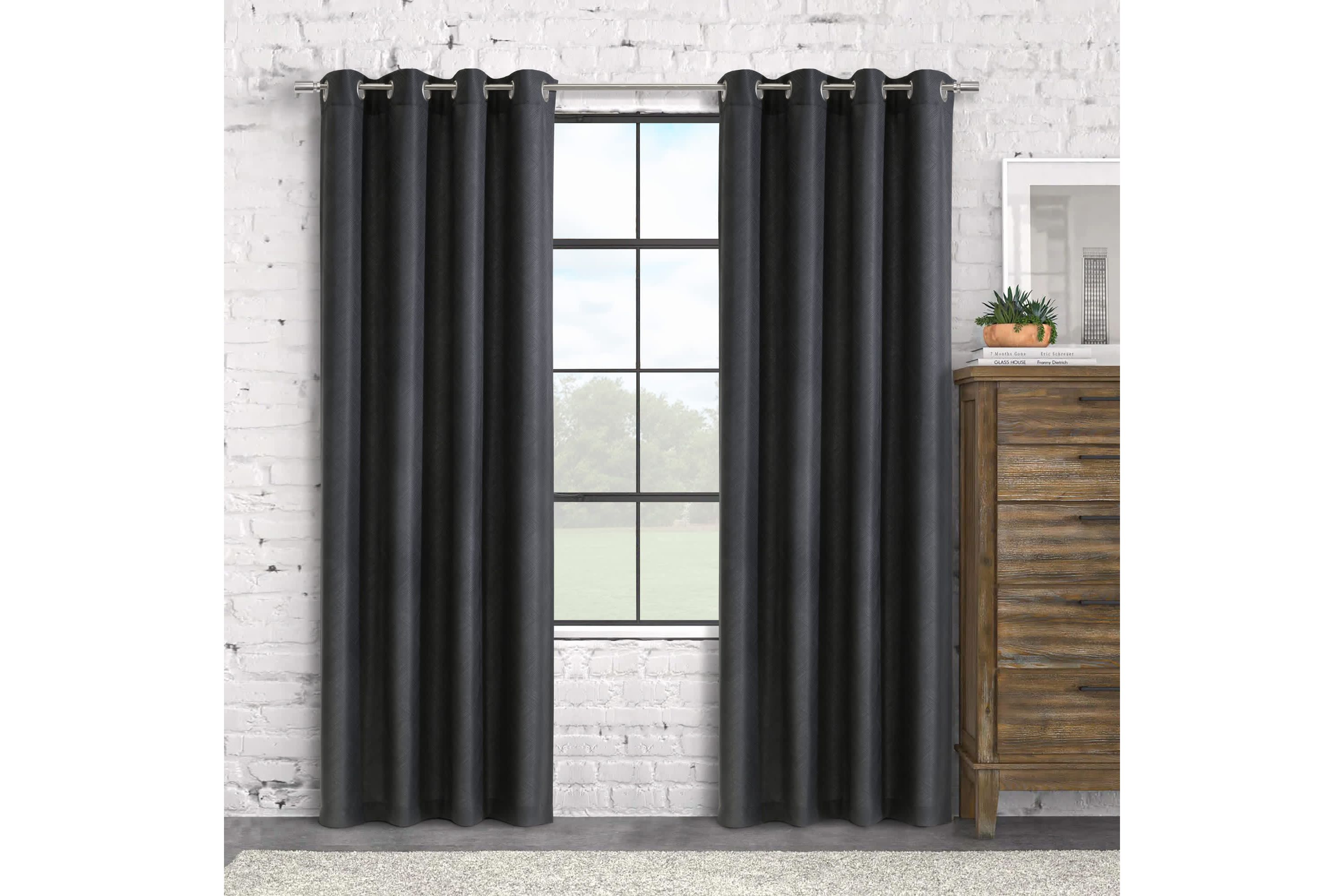 Abstract Light Filtering Grommet Curtain Panel 52 x 63 in Charcoal